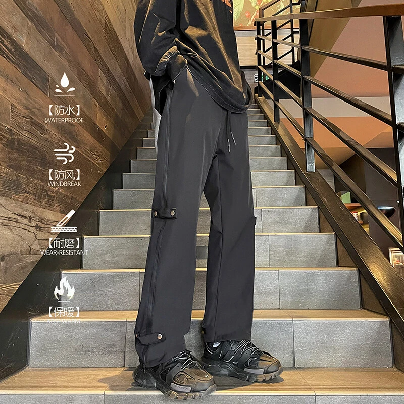 KZ8556潮牌美式复古冬季保暖加绒加厚休闲直筒高街冲锋长裤