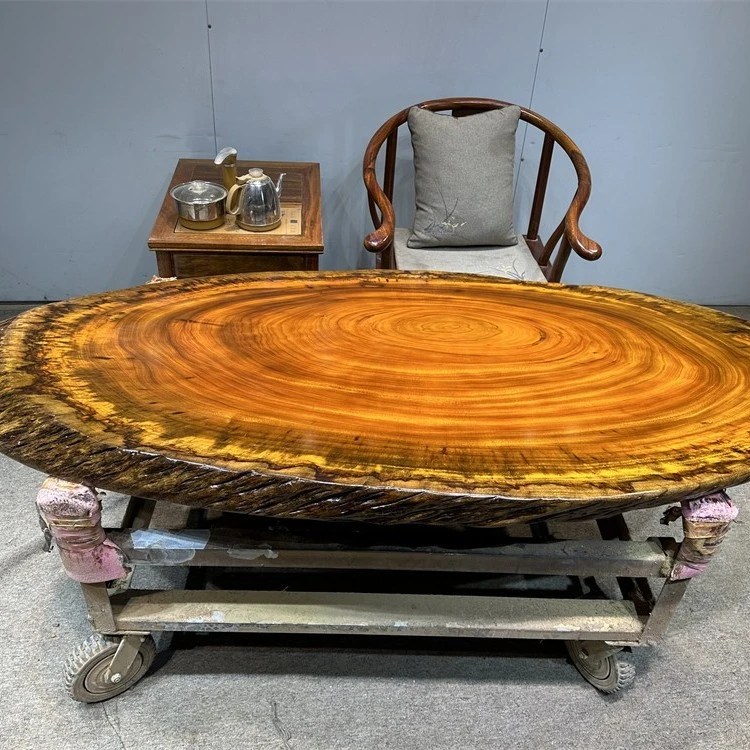 非洲进口大板桌实木斜切圆盘可作泡茶桌茶台餐书桌办公桌