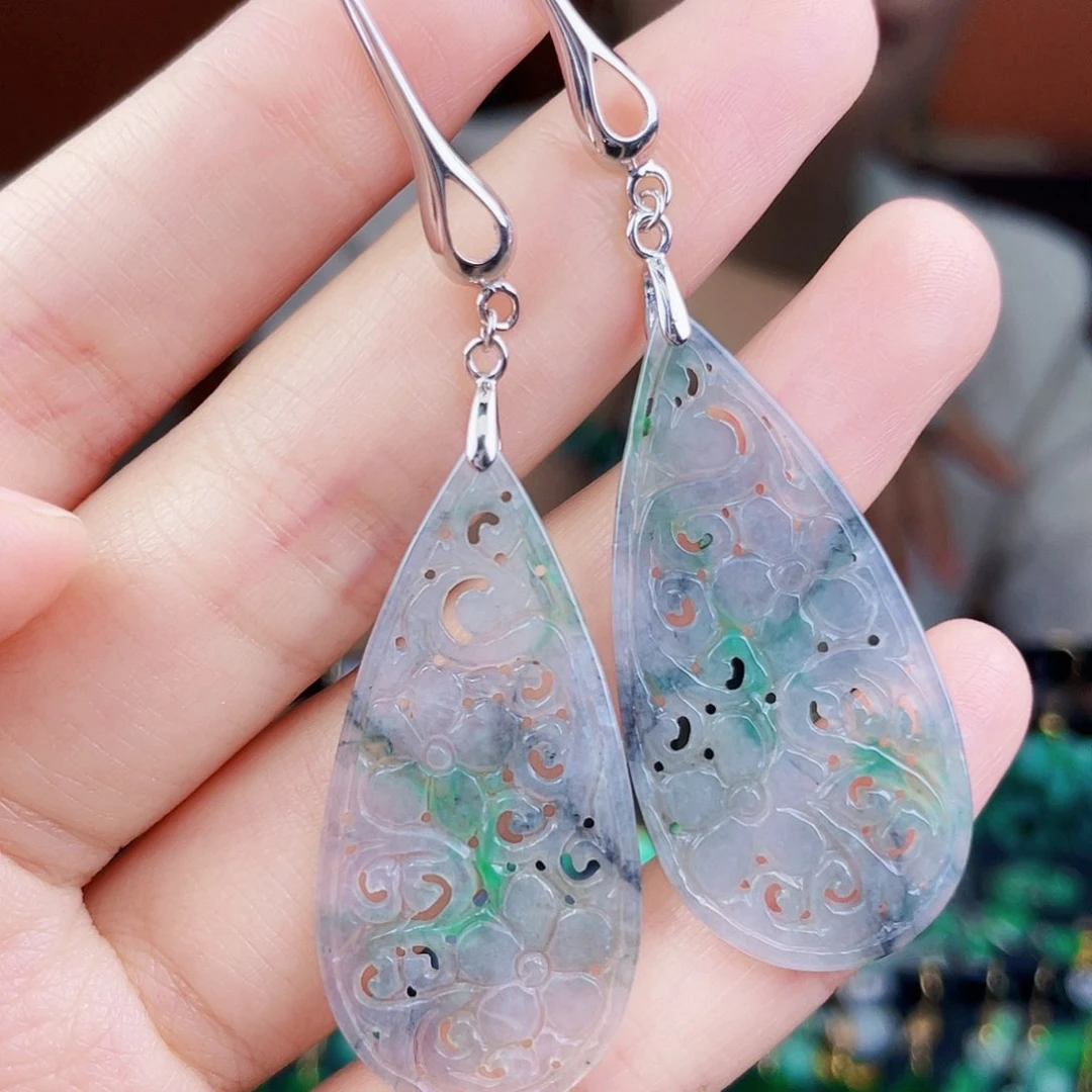 翡翠银S925镶嵌耳饰