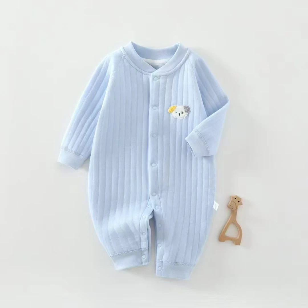 婴儿连体衣秋冬A类保暖夹棉哈衣爬服宝宝加厚无骨睡衣新生儿衣服
