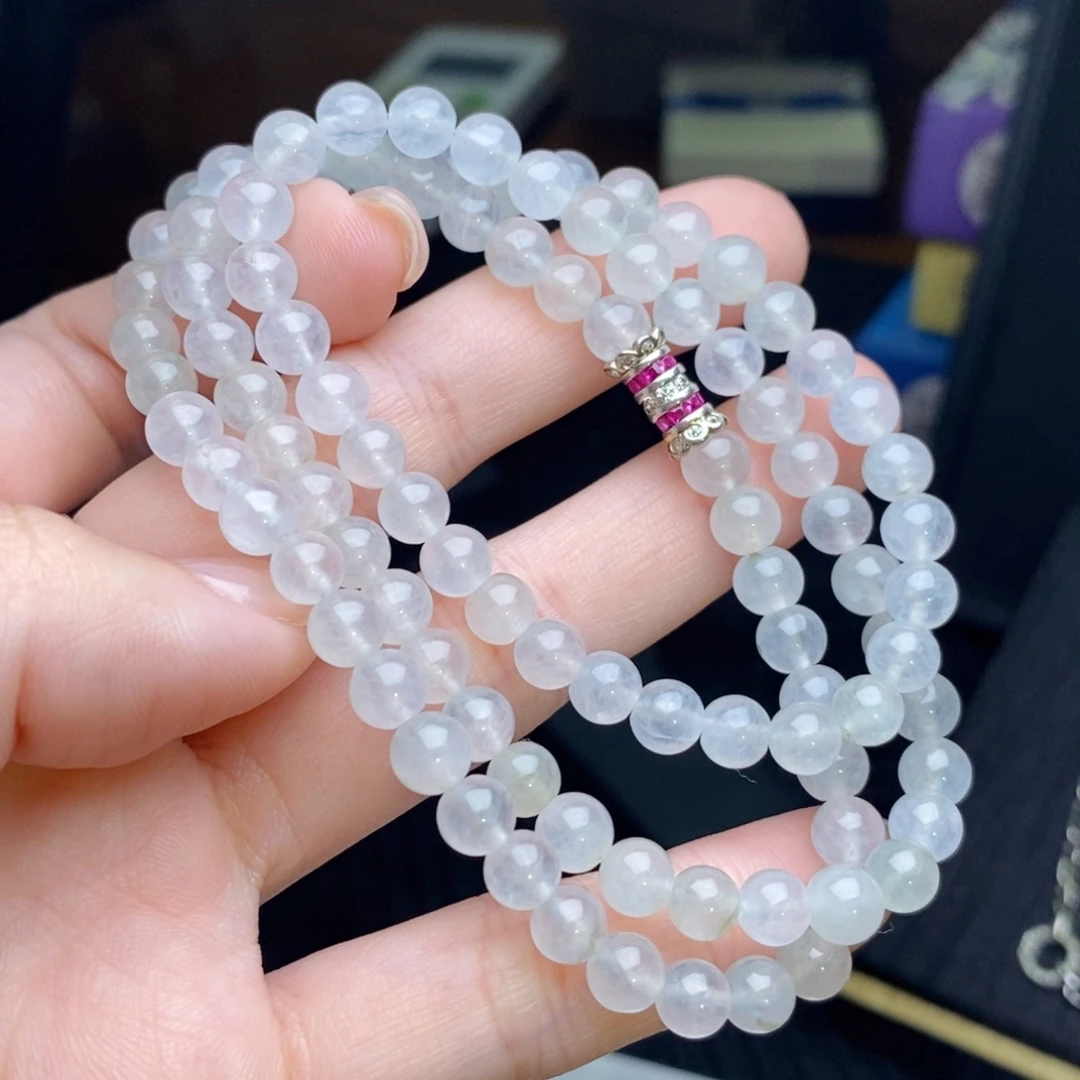 翡翠未镶嵌项链冰珠链（卡6mm，99颗）