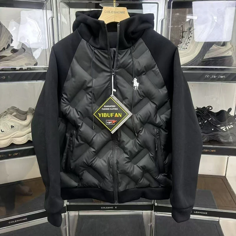 男士棉服冬季加厚保暖夹克时尚外套黑色棉衣百搭拼接面包服棉袄潮