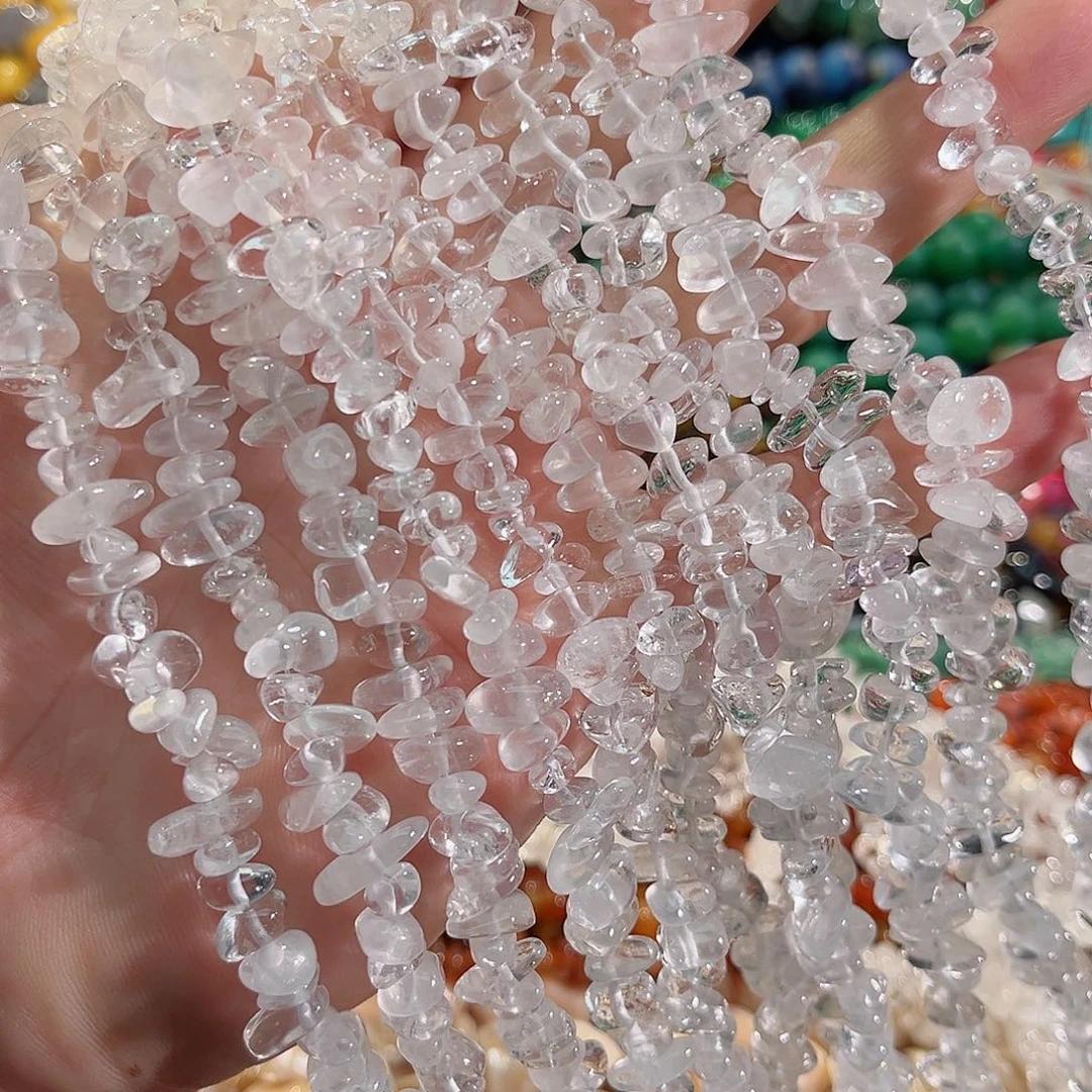 玛瑙/玉髓未镶嵌珠宝半成品白水晶碎碎一条85cm