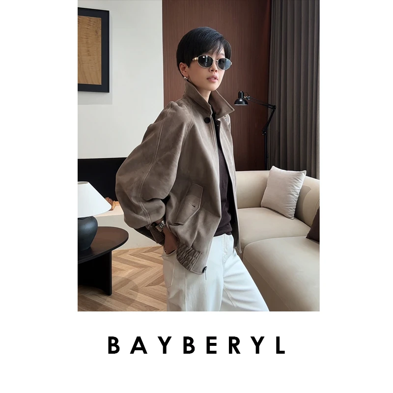 CC09-BAYBERYL老贝比亚*翻领插肩袖休闲翻领时尚25秋皮衣PY5F2004