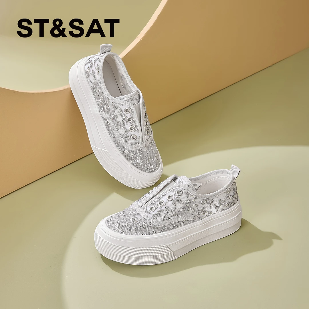 St&Sat/星期六网面渔夫鞋女2025夏季新款时尚休闲女鞋百搭单鞋