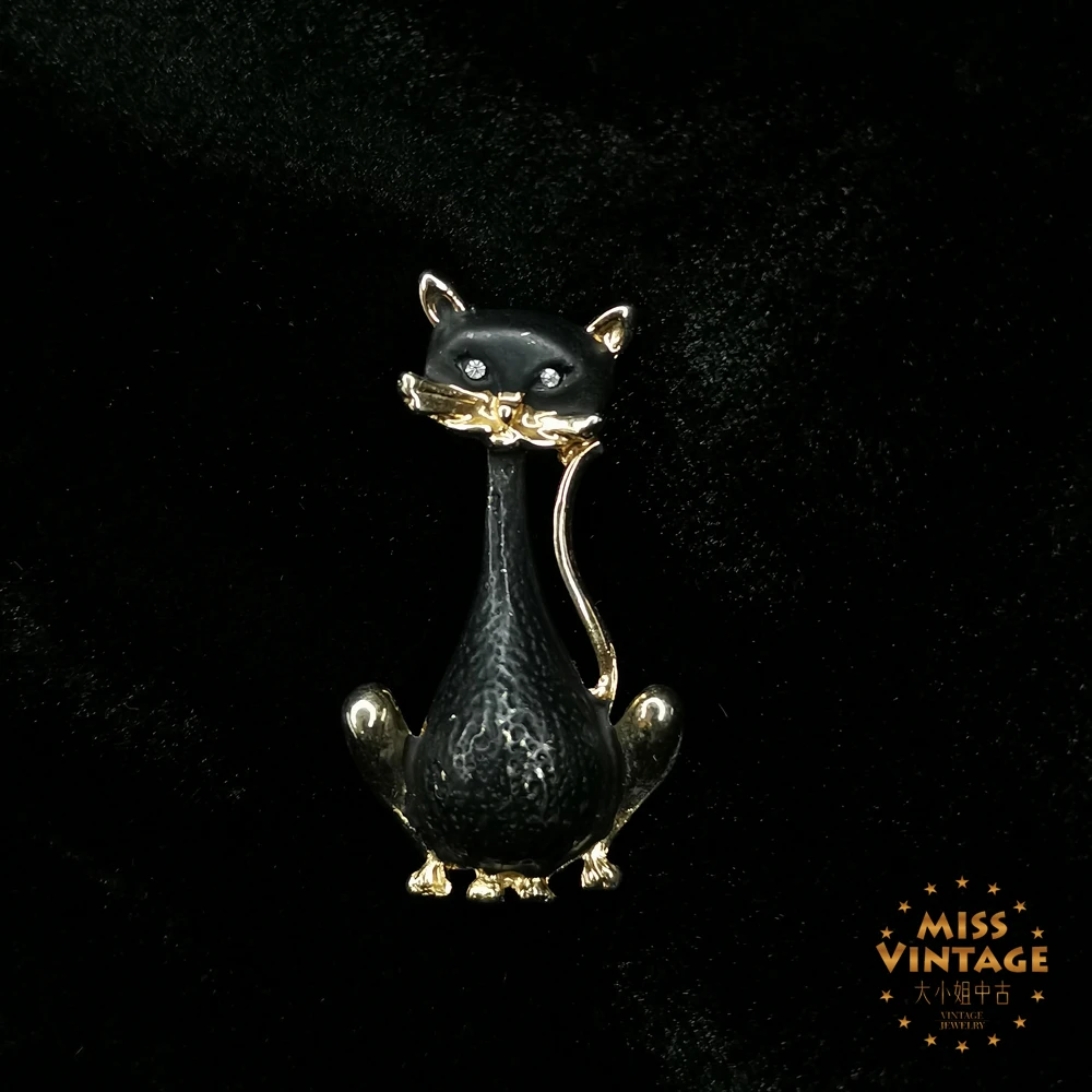 黑金猫咪胸针[2502128-063]