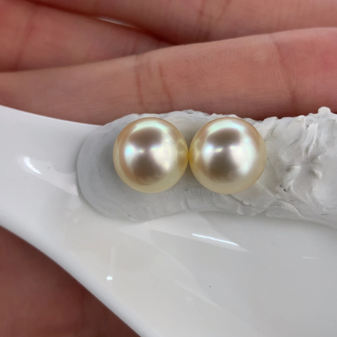 定制海水珍珠未镶嵌裸珠10-11mm干枯裸珠两颗
