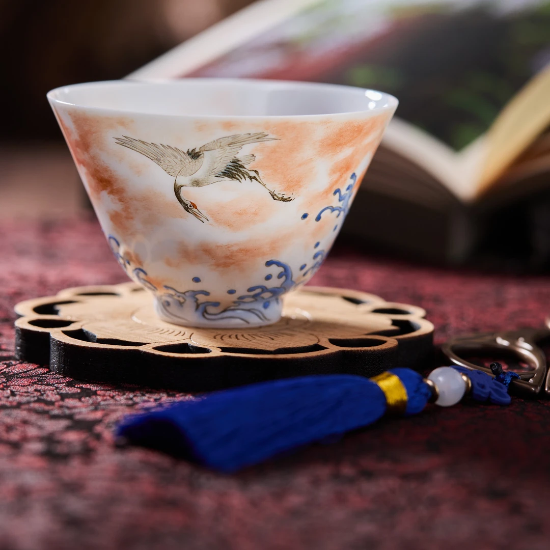 熊友根窑《祥瑞》粉彩薄胎三秋杯纯手工主人杯陶瓷创意家用全手工