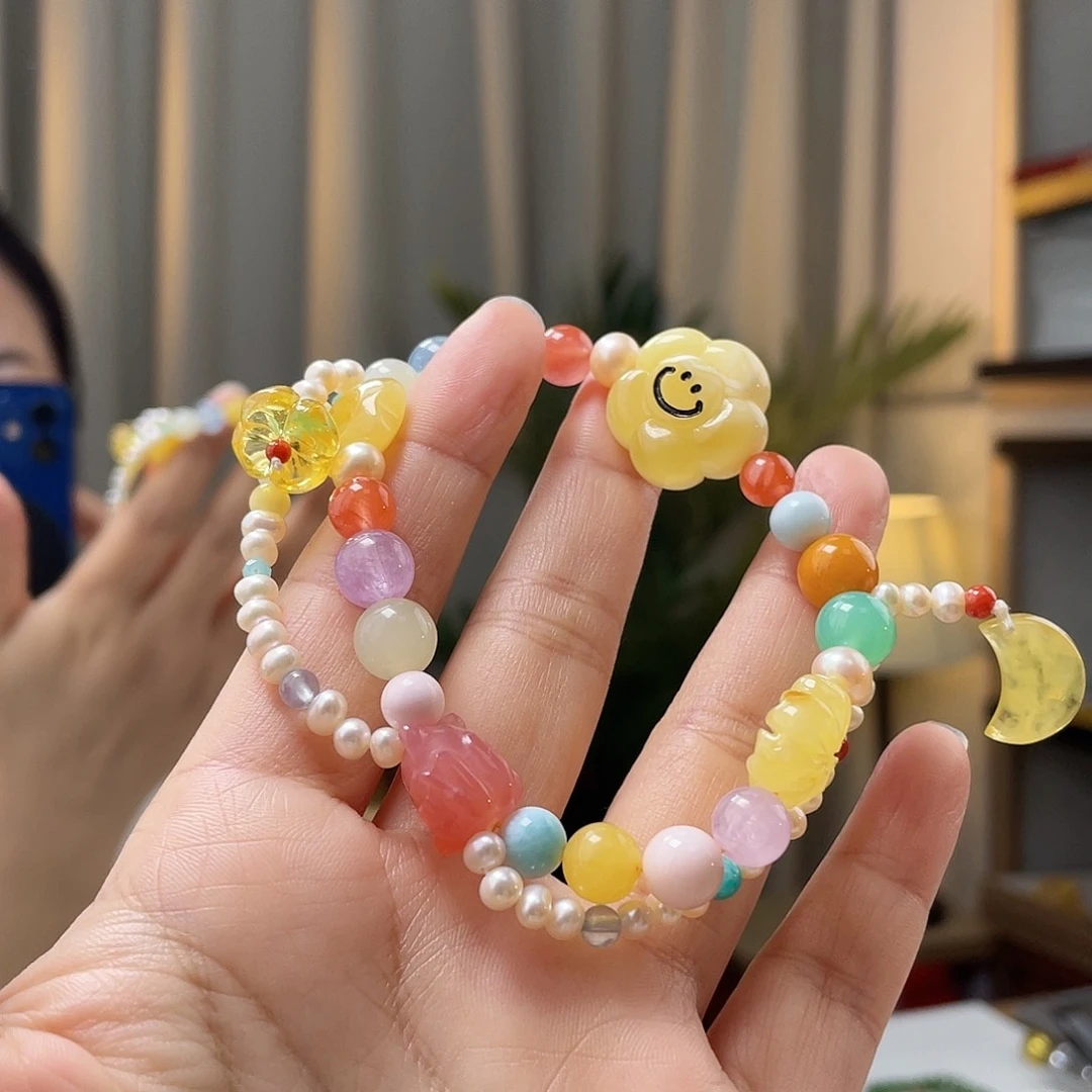 琥珀裸石未镶嵌蜜蜡手串