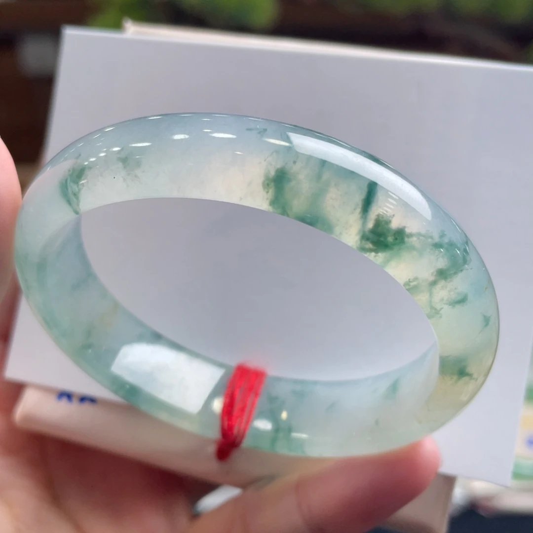 翡翠未镶嵌手镯54.1贵妃飘花洒金