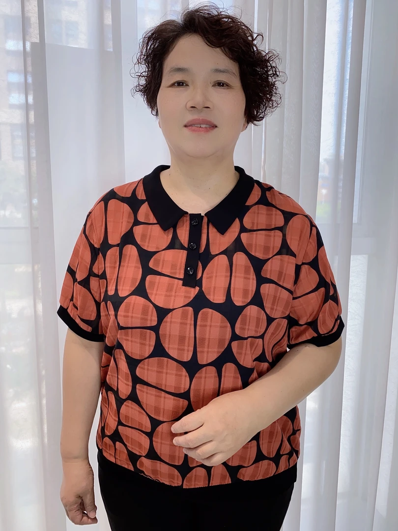 时尚气质薄款纽扣短袖中老年妈妈装洋气宽松休闲百搭夏季透气8850
