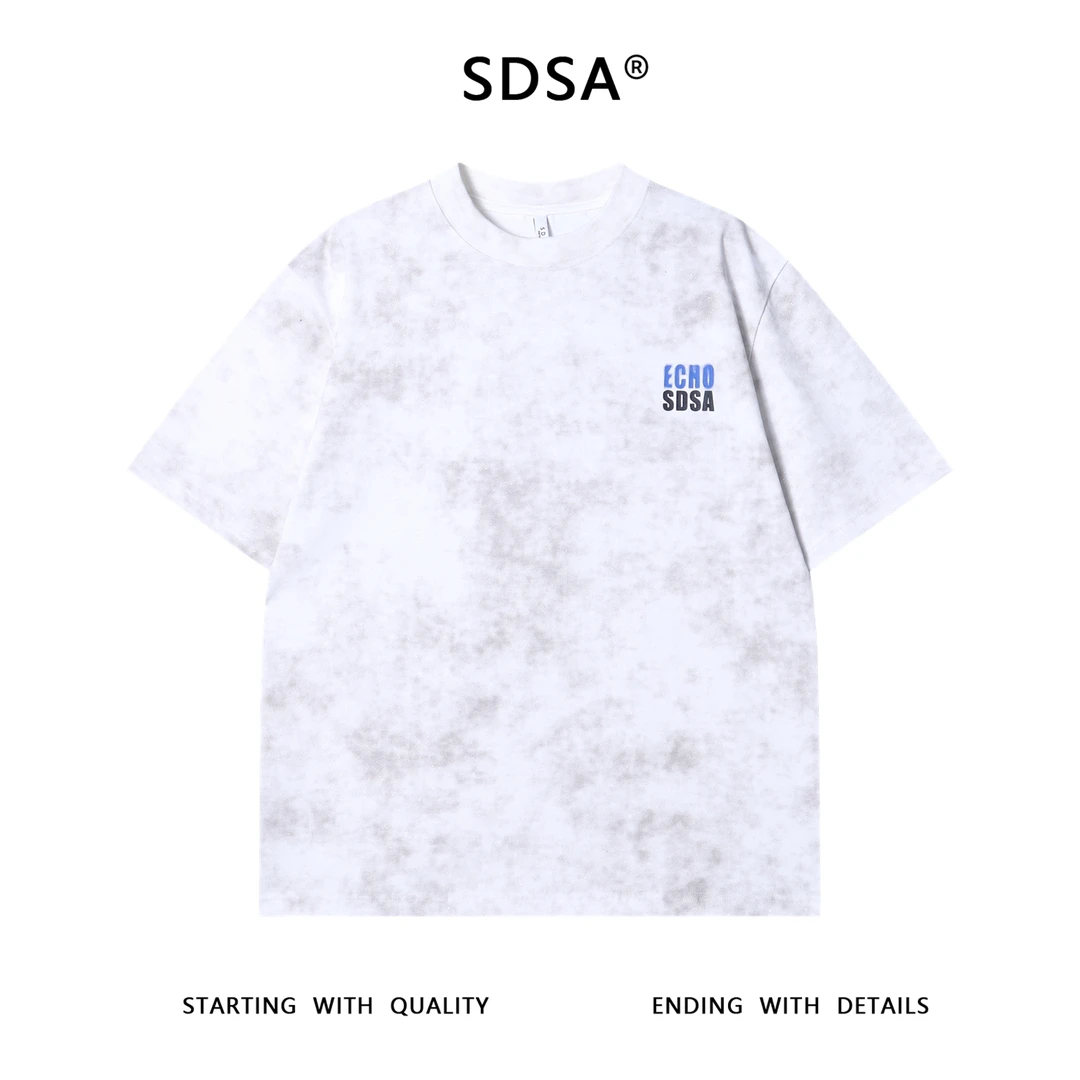 夏季高级感新款男士美式洒金印花字母圆领短袖T恤简约休闲上衣