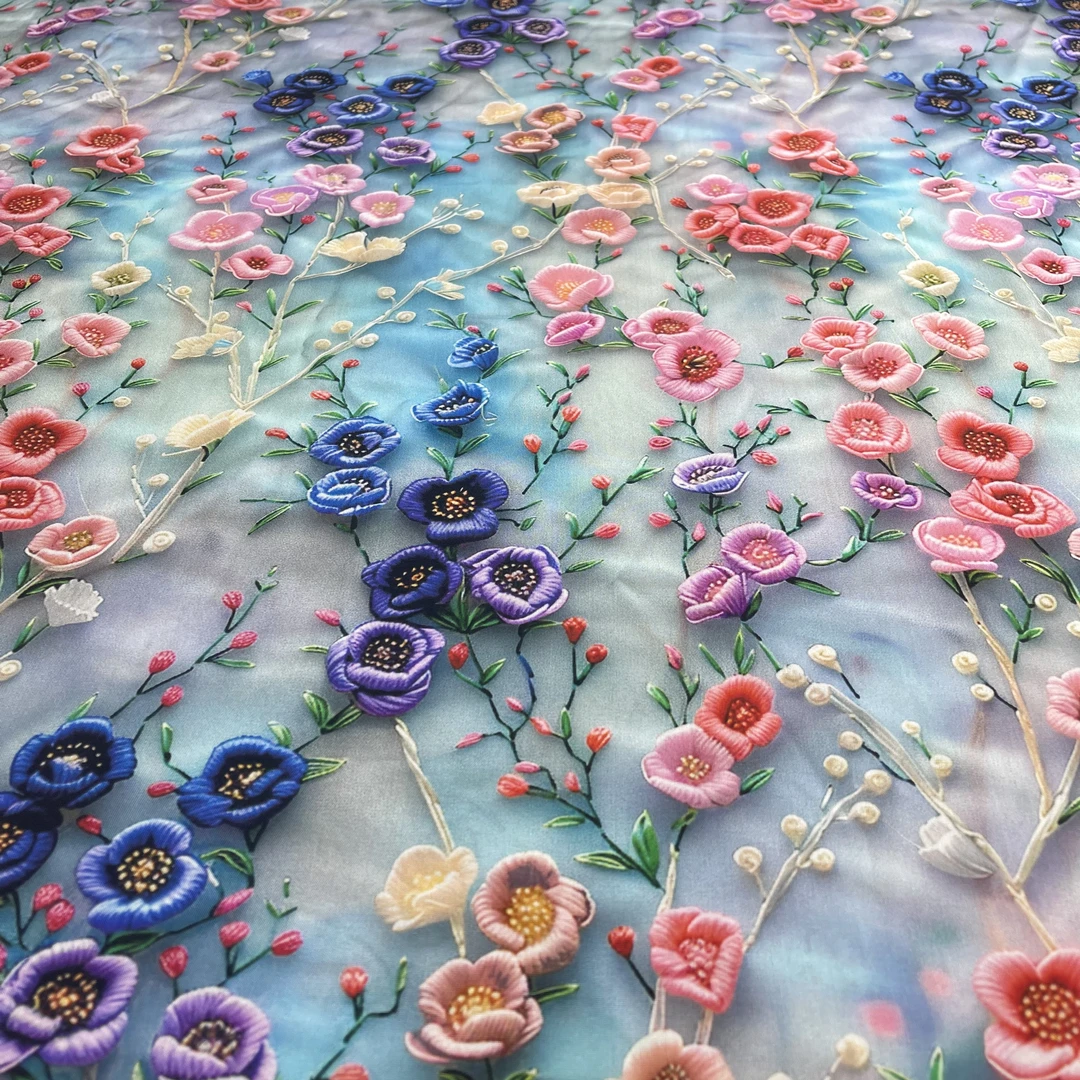 【七彩5D印花绵绸香云缎】两米包邮立体数码贡缎睡衣旗袍连衣裙面料