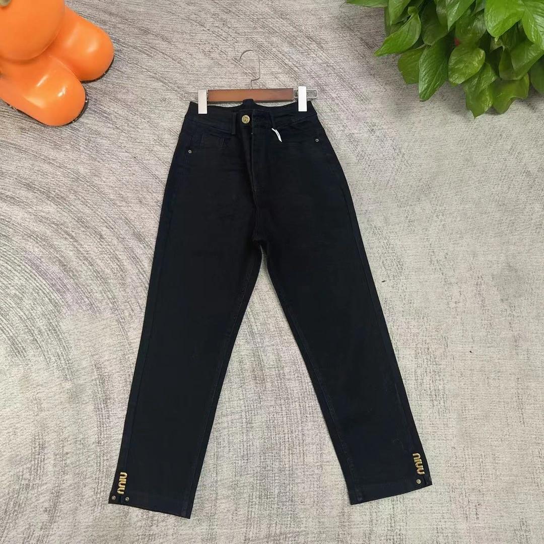 2025V v工作室新款 春夏定制牛仔裤修身百搭黑色直筒—6895