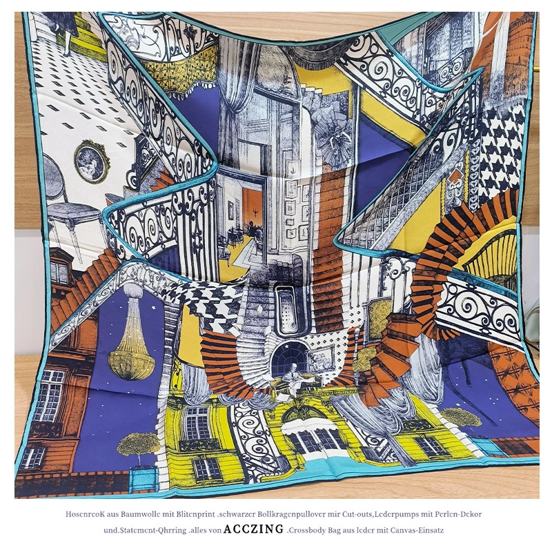 「蒙田」100cm23姆米巴拿绸双面丝巾高端品质桑蚕丝真丝