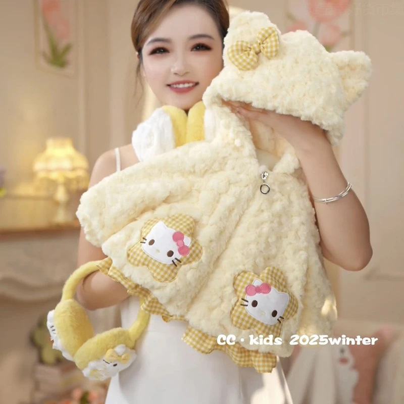 新疆西藏包邮女童冬季新款加厚加绒卡通棉衣外套女宝宝可爱连帽保