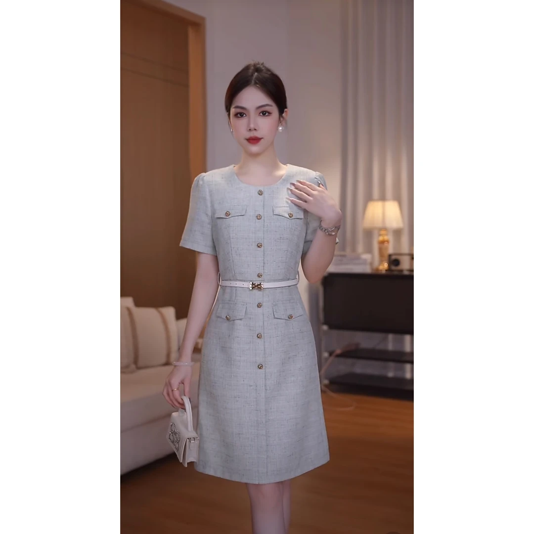 【蒂妮佳原创女装】9299囯内设计师品牌女装气质收腰显瘦连衣裙