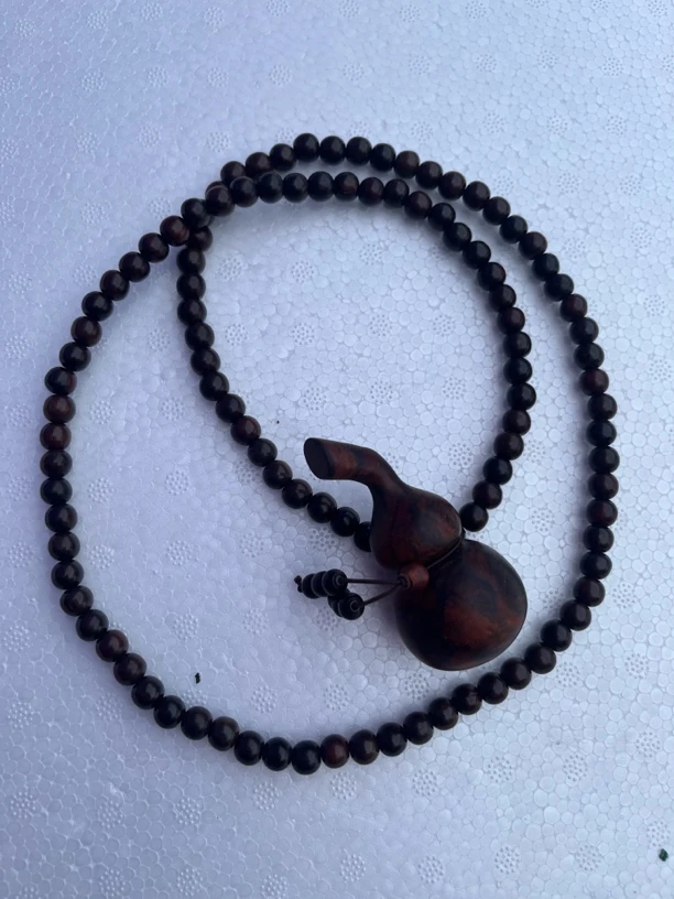 老挝大红酸枝0.8手串+葫芦手把件一套006