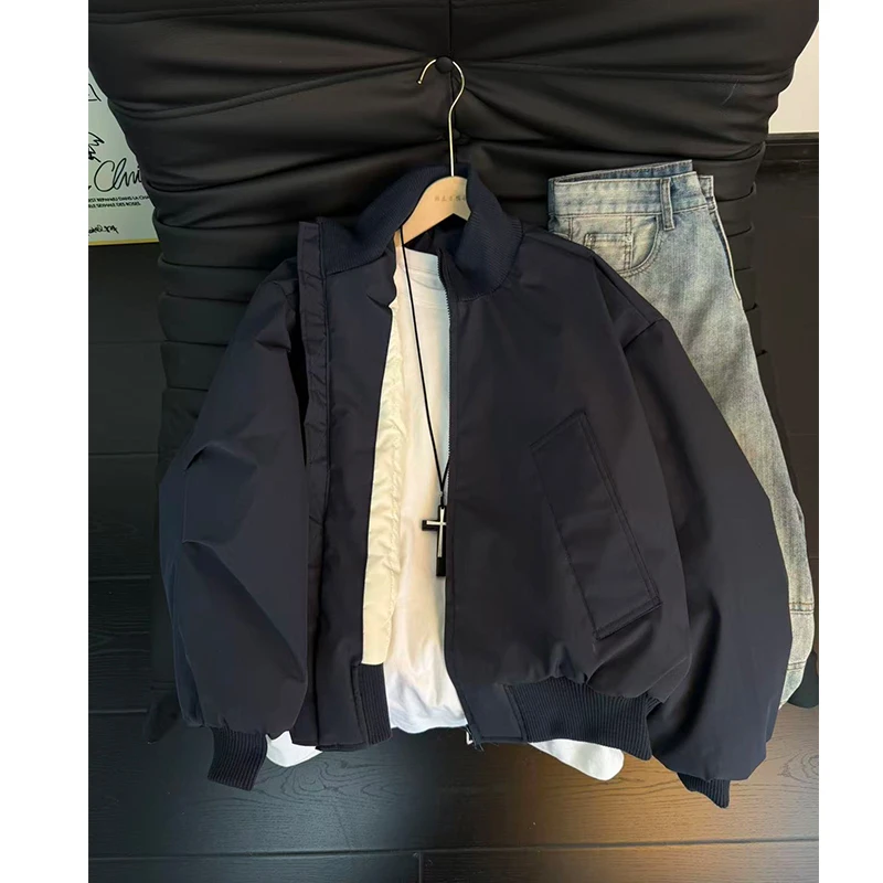 美式cleanfit夹克棉服男秋冬痞帅宽松立领外套高级感机能潮牌棉衣