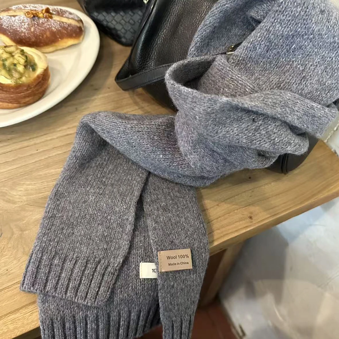 IMZX韩国欧巴服装冬季羊毛100%经典秋冬男士女士保暖围巾170*25cm