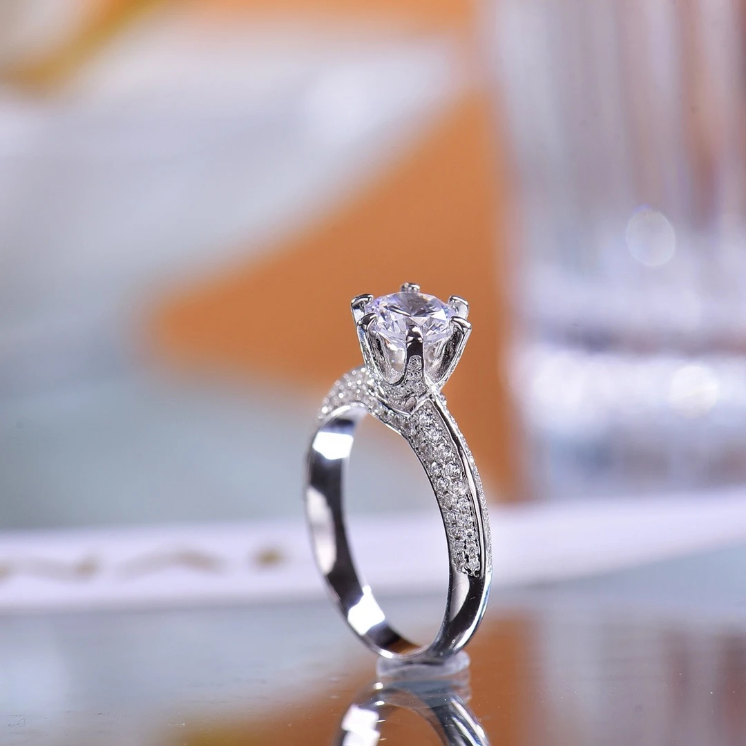 925银莫桑石戒指 【半壁江山款】时尚轻奢女王莫桑戒