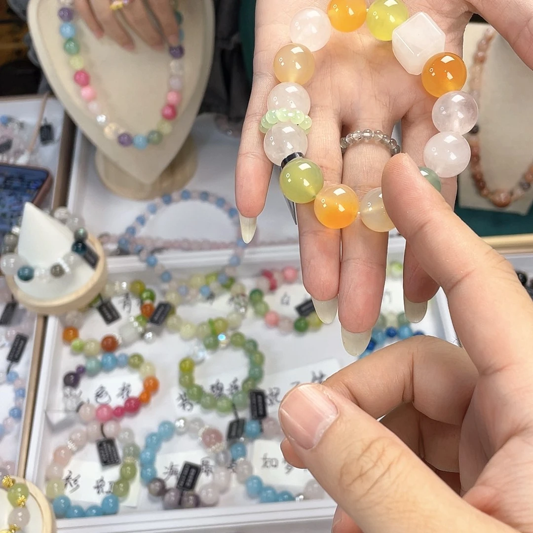 水晶手链银S925镀金镶嵌