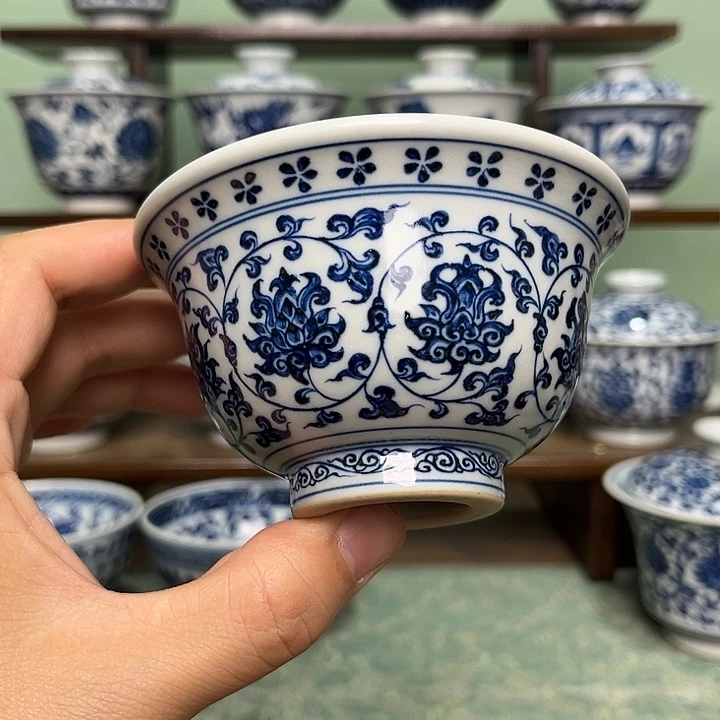 缠枝莲压手杯满杯150毫升