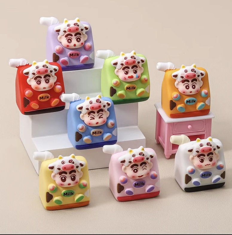 牛奶小新吸吸乐手感漆 树脂diy钥匙扣饰品桌面车载摆件
