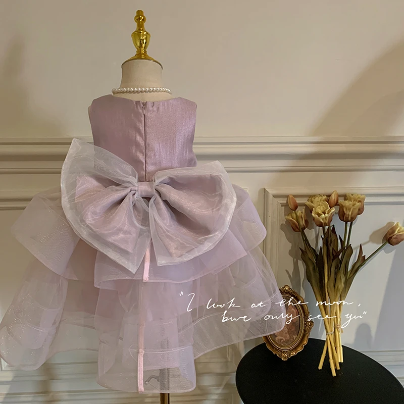 2025夏“心动告白”夏季无袖大蝴蝶结网纱公主连衣裙23X086