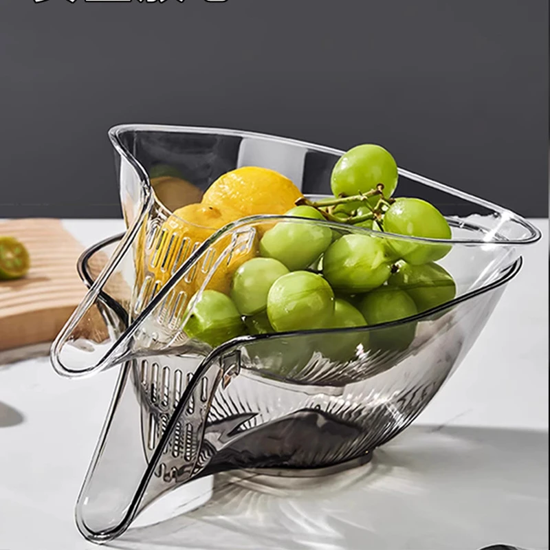 洗菜盆沥水篮厨房水槽新款淘米盆食品级塑料水果篮网红果蔬淘菜盆