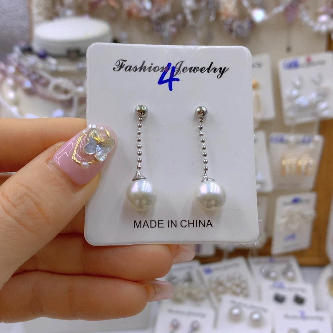 淡水珍珠耳饰银S925镶嵌