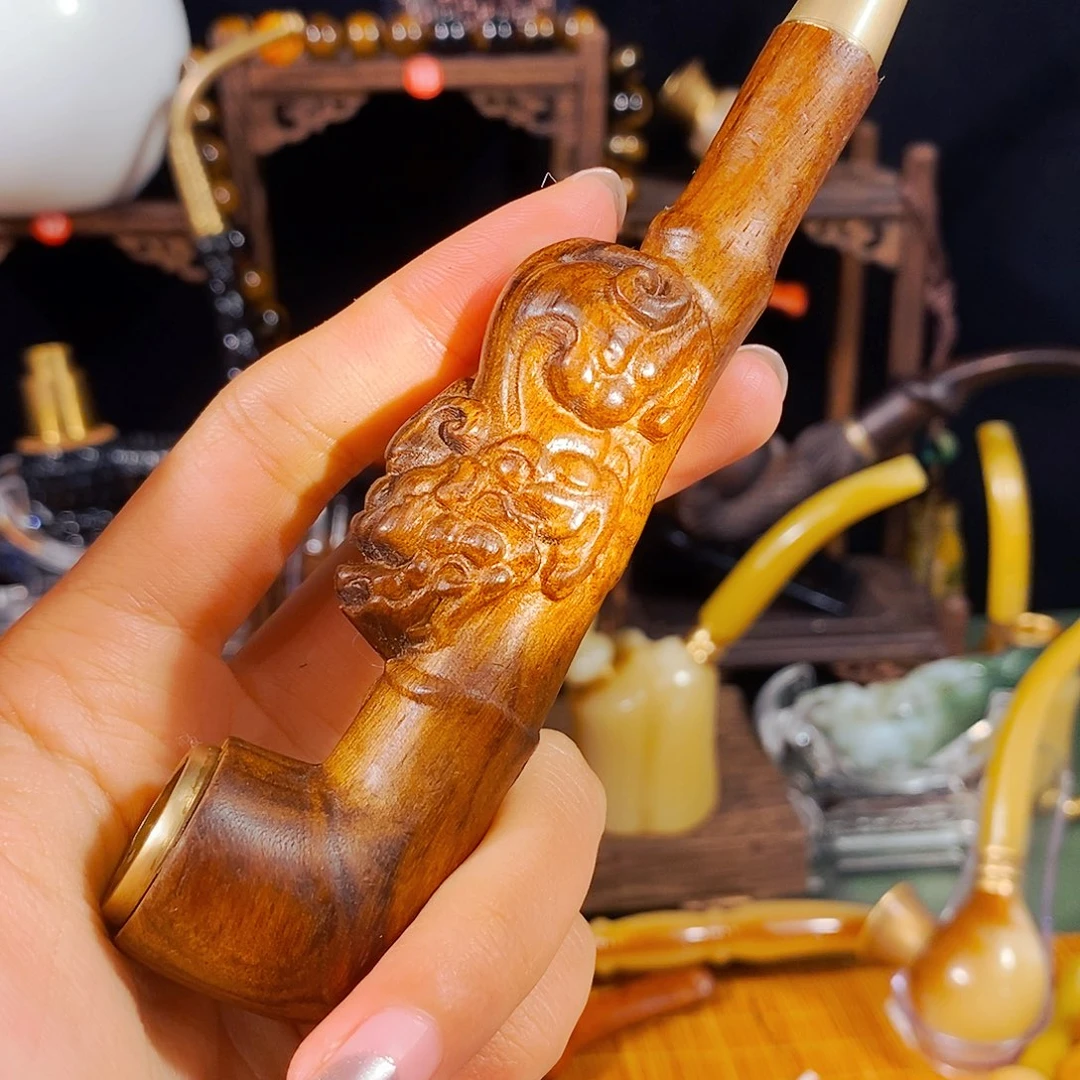 高端定制金丝楠木烟斗