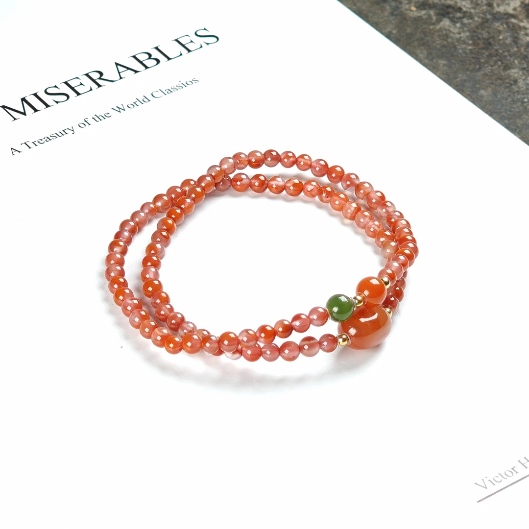 晶匠（只卖头货）925银Diy南红双圈手串  多样性发一  简约