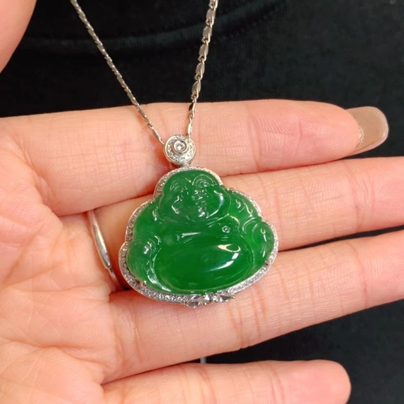 【闪购商品】颈饰18K金镶嵌翡翠佛公