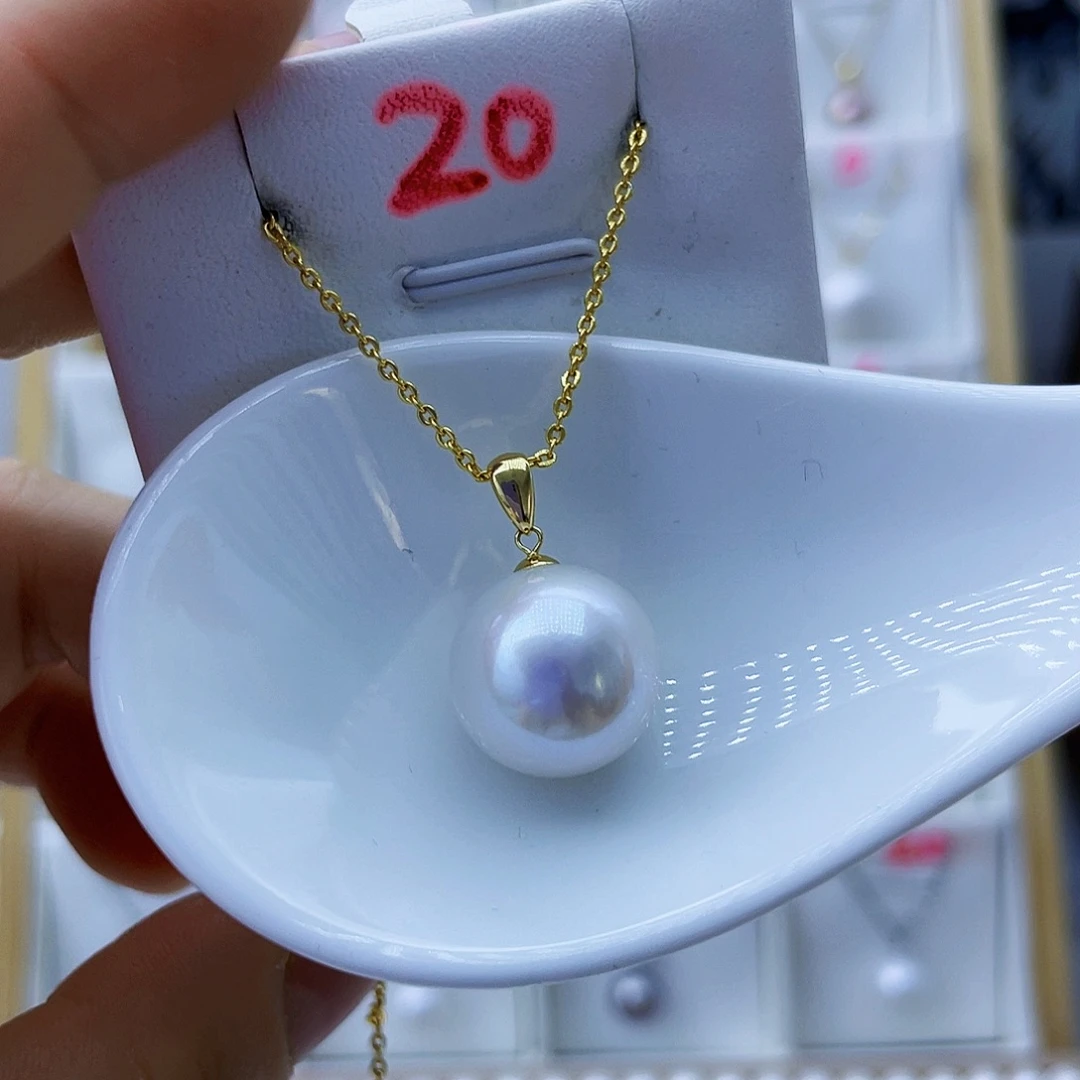 淡水珍珠吊坠(不含链)18K金镶嵌