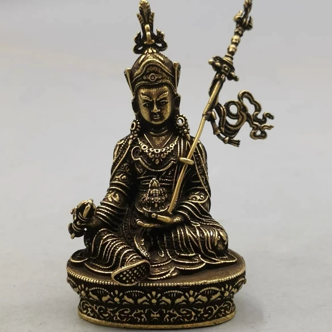【新疆西藏包邮】复古黄铜莲花生大师摆件铜雕工艺品