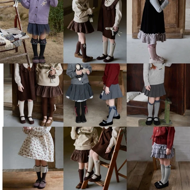 宝宝袜子秋季新款女童可爱公仔中筒袜婴儿无骨棉袜长筒袜儿童袜子