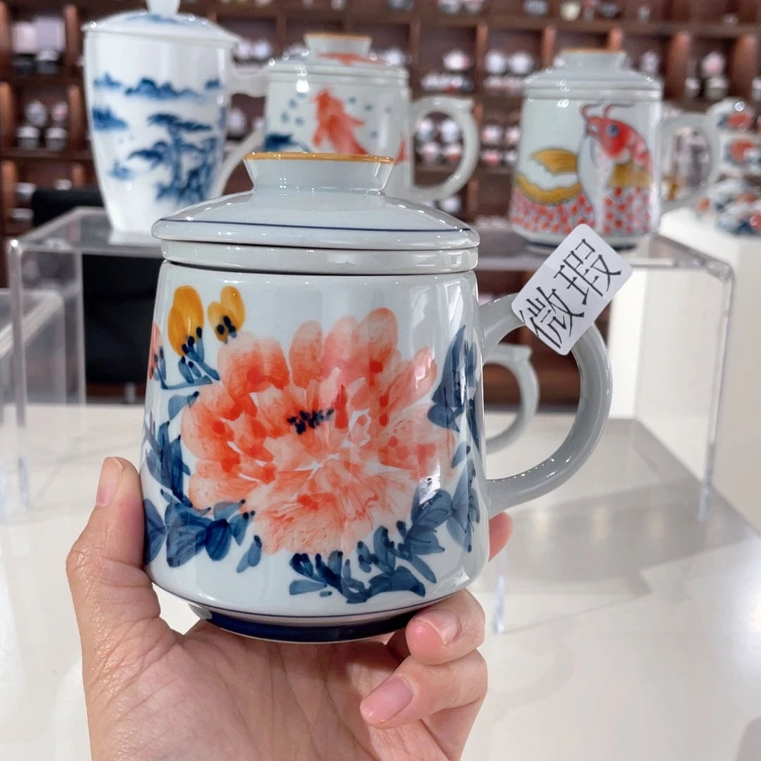 釉下手绘茶具微瑕