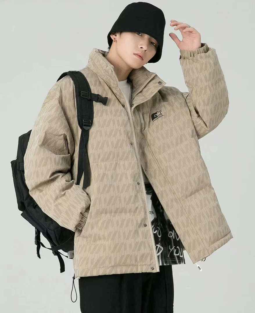 8019时尚复古气质印花保暖外套ab