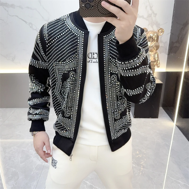 度尚-欧版男士轻奢高品质重工艺烫砖时尚潮流秋装男款夹克外套