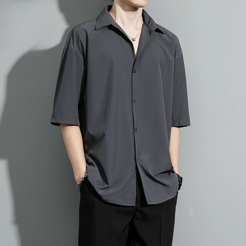 2025蛇年夏季2025新款冰爽衬衫短袖男士高级感半袖宽松薄款衬衣男