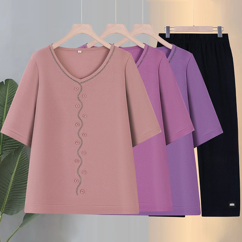 130-250斤特大码妈妈装夏季休闲减龄纯色短袖T恤中老年女加肥小衫