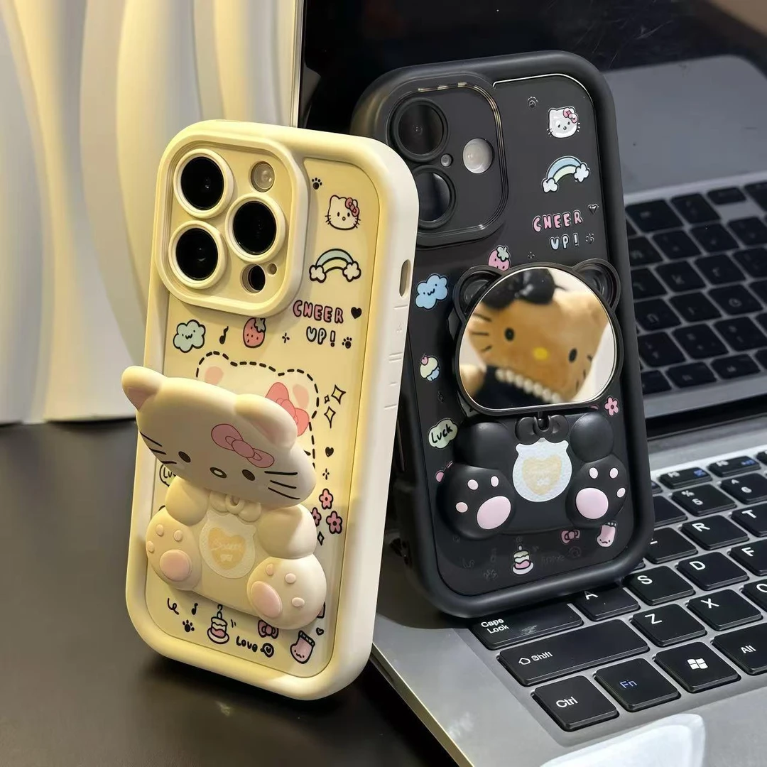 可爱凯蒂镜子支架适用苹果16promax手机壳iphone17pro卡通15plus