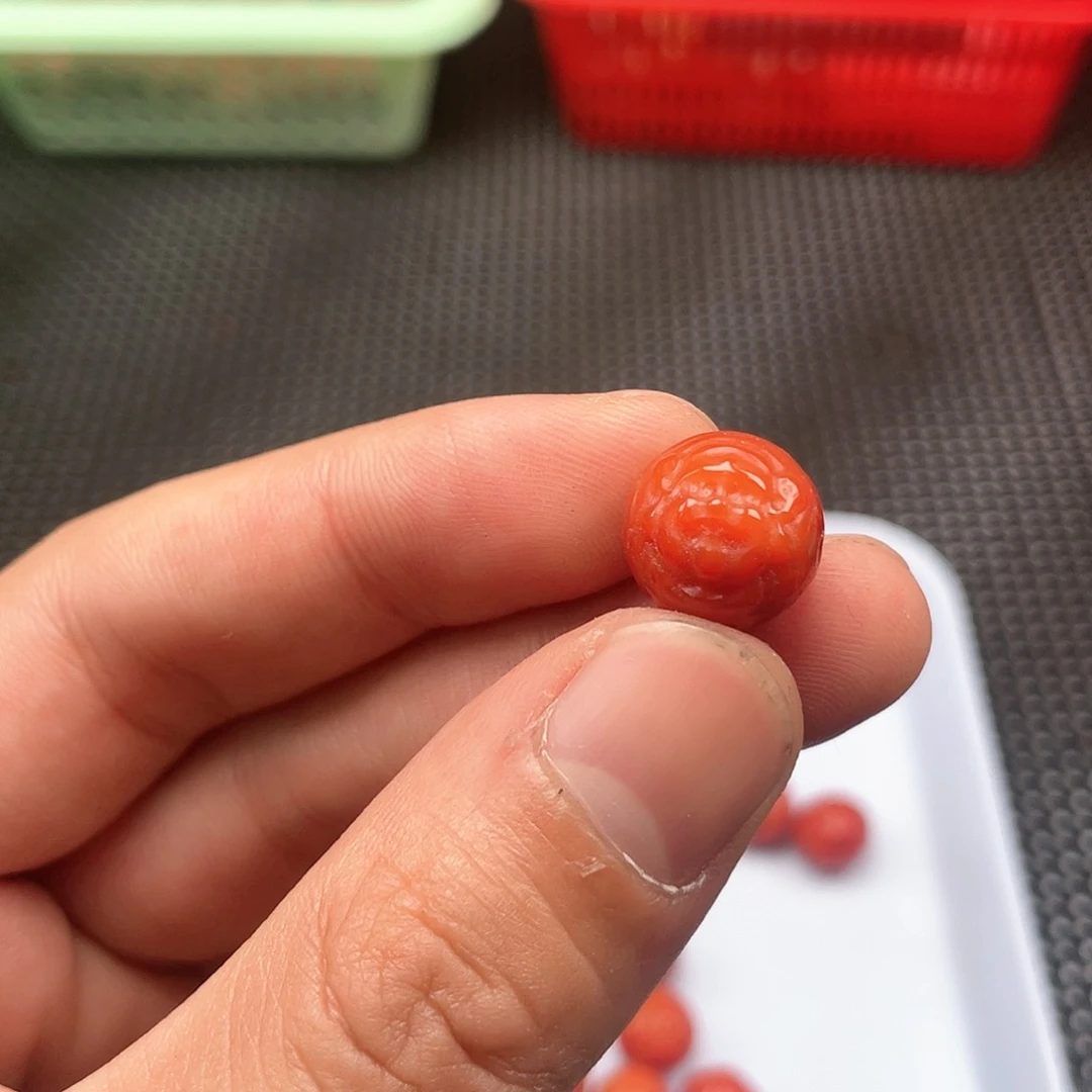 南红玛瑙未镶嵌36号 13mm瓦西料柿子红财迷一颗