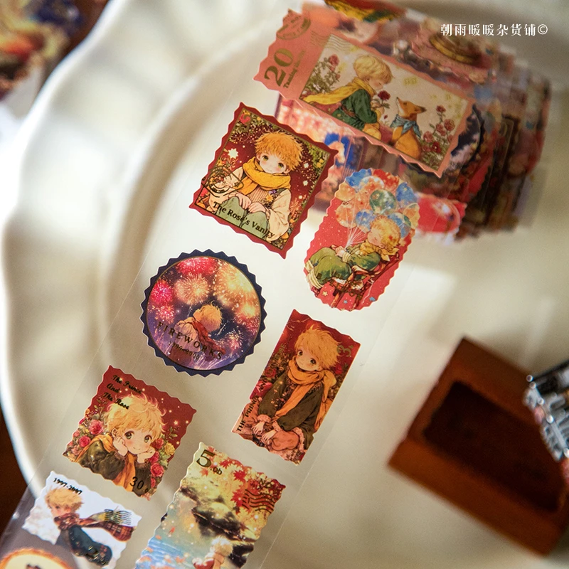 童话印记模切胶带复古可爱小王子人物素材diy烫金手帐贴纸封口贴