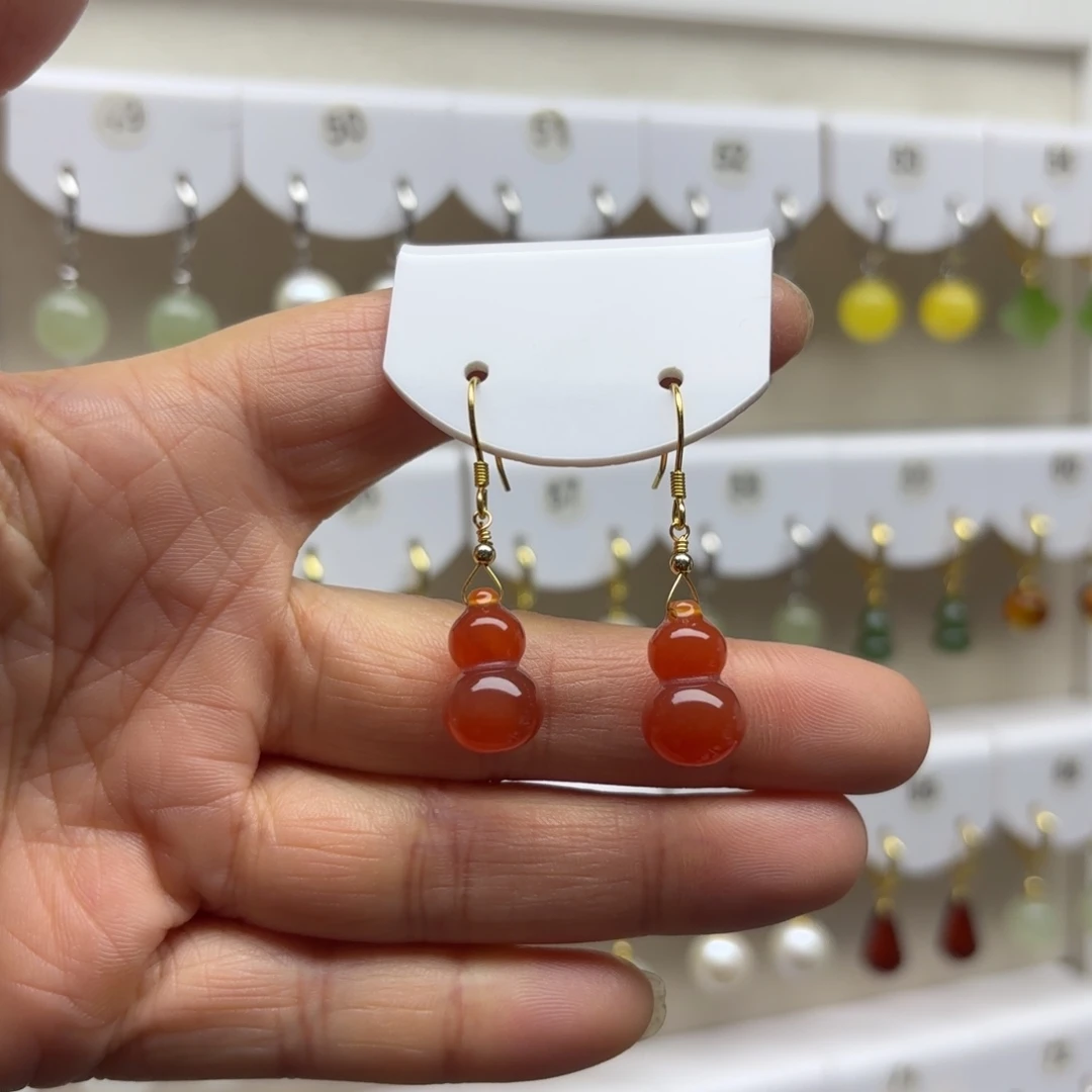 玛瑙/玉髓银S925镶嵌耳饰