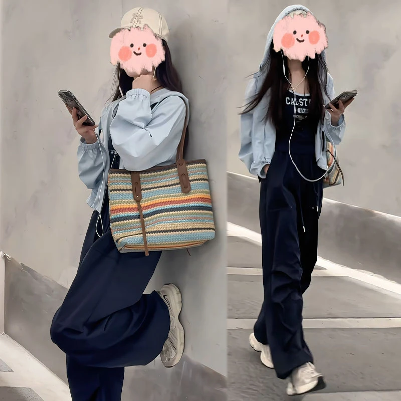 时尚休闲套装女2025秋季新款显瘦减龄连帽外套背心工装裤三件套潮