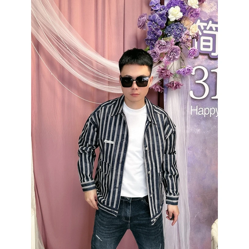 秋季时尚休闲百搭潮流设计师修身经典黑白翻领外套5207