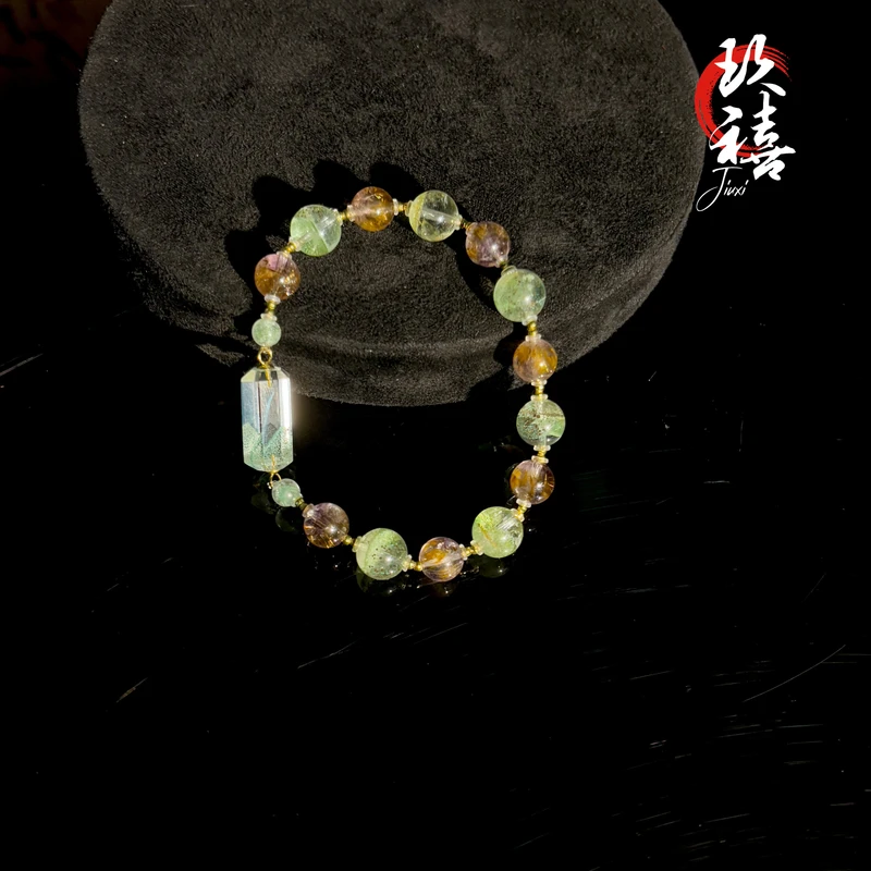 【二妹推荐】18k翠幽灵紫钛配比手串0569  B51408238   多样性发一