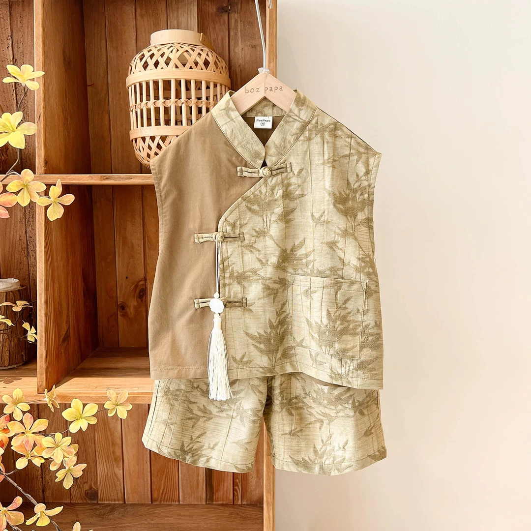 【曦玉山】拼接新中式马甲套装